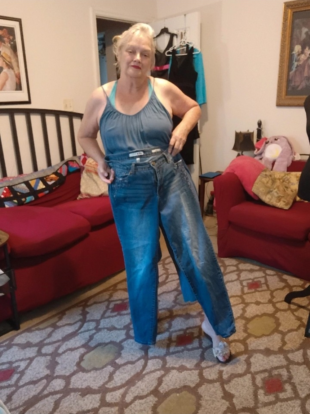 Code Bleu Women's Boyfriend Jeans in Medium Blue Wash Embellished - Picture 1 of 9